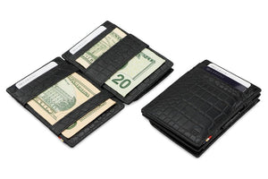 Garzini RFID Leather Magic Coin Wallet Croco-Black