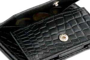 Garzini RFID Leather Magic Coin Wallet Card Sleeve Croco-Black