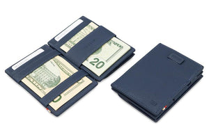 Garzini RFID Leather Magic Coin Wallet Card Sleeve Nappa-Blue