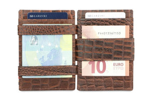 Garzini RFID Leather Magic Wallet Croco-Brown