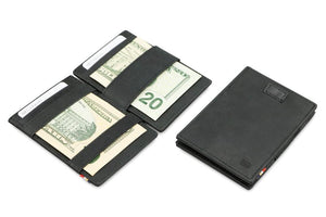 Garzini RFID Leather Magic Wallet Card Sleeves Brushed-Black