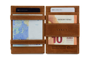 Garzini RFID Leather Magic Coin Wallet Vintage-Cognac