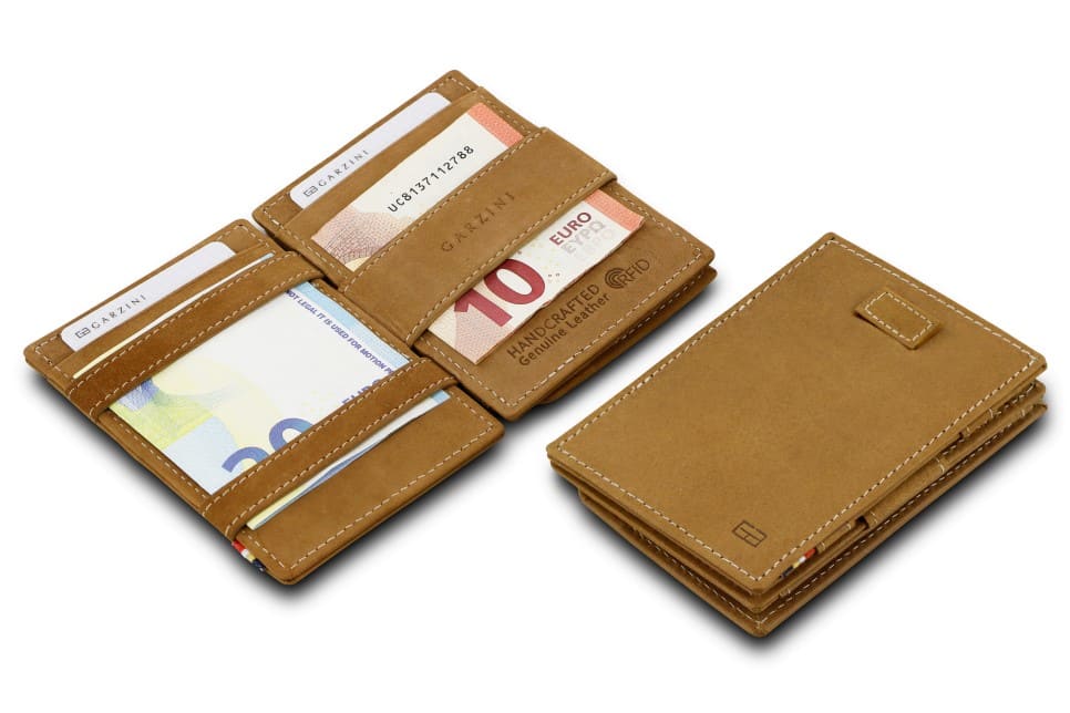 Garzini RFID Leather Magic Coin Wallet Card Sleeve