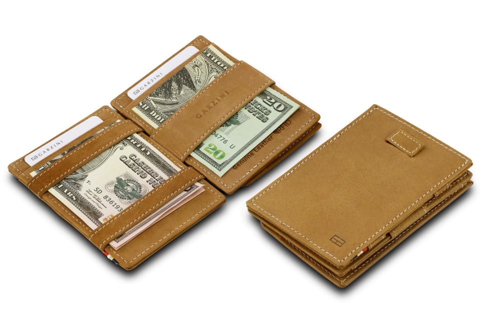 Garzini RFID Leather Magic Coin Wallet Card Sleeve