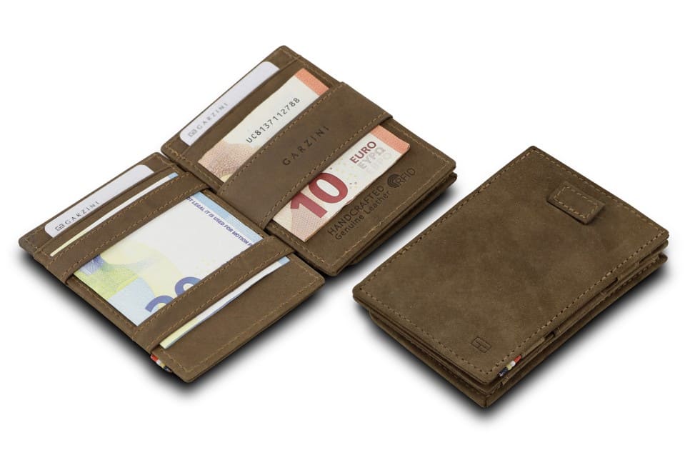 Garzini RFID Leather Magic Coin Wallet Card Sleeve