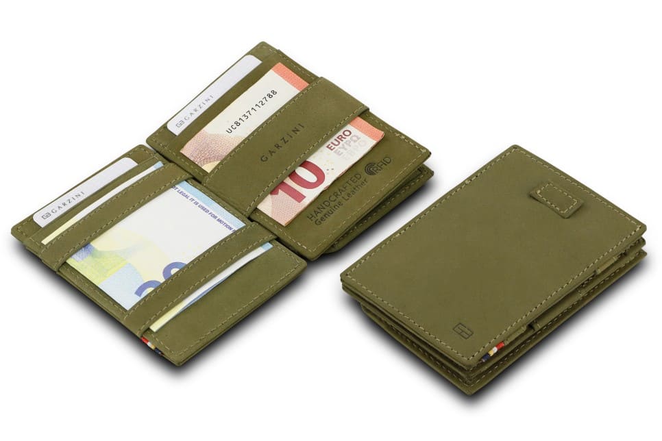 Garzini RFID Leather Magic Coin Wallet Card Sleeve