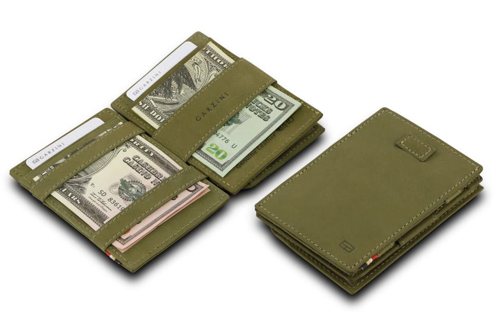 Garzini RFID Leather Magic Coin Wallet Card Sleeve