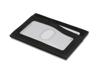 Garzini RFID Leather Card Holder ID Window Brushed-Black