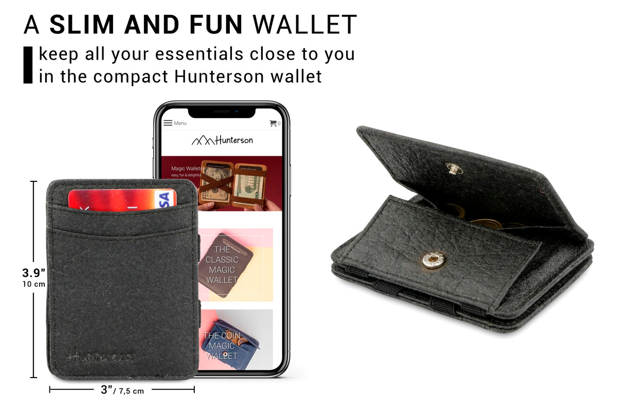 Hunterson Vegan RFID Magic Coin Wallet-Charcoal