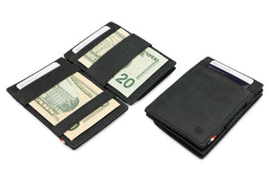 Garzini RFID Leather Magic Coin Wallet Brushed-Black