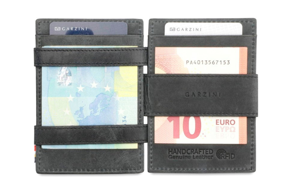 Garzini RFID Leather Magic Coin Wallet Brushed-Black