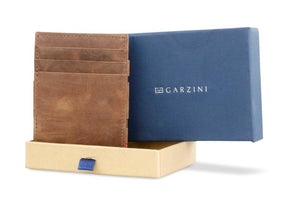 Garzini RFID Leather Magic Coin Wallet Brushed-Brown