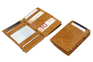 Garzini RFID Leather Magic Coin Wallet Brushed-Cognac