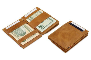 Garzini RFID Leather Magic Coin Wallet Brushed-Cognac