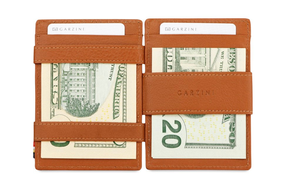 Garzini RFID Leather Magic Coin Wallet Nappa-Cognac