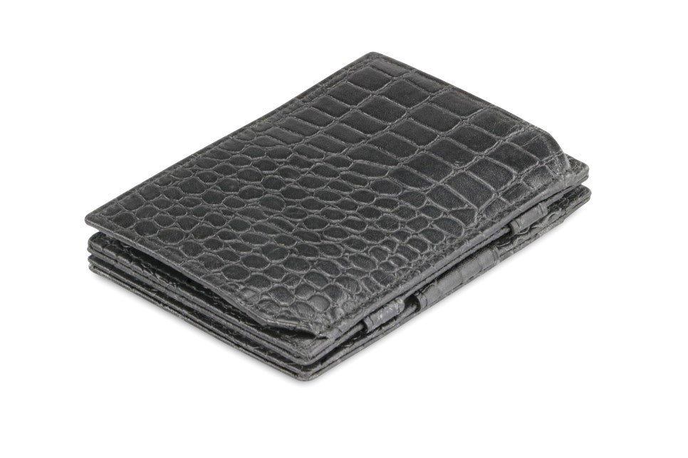 Garzini RFID Leather Magic Coin Wallet Croco-Black