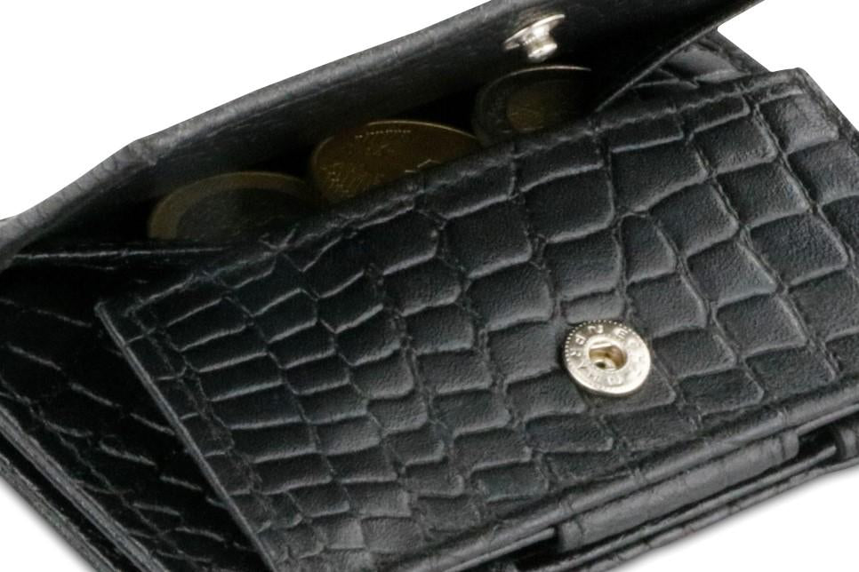 Garzini RFID Leather Magic Coin Wallet Croco-Black