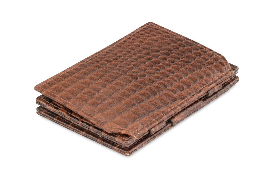 Garzini RFID Leather Magic Coin Wallet Croco-Brown