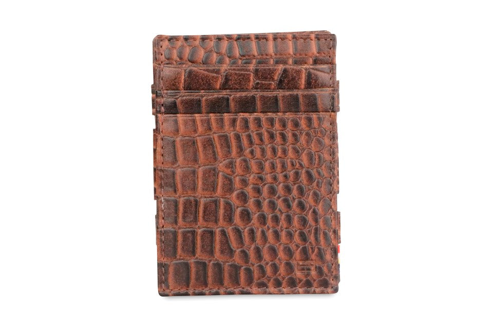 Garzini RFID Leather Magic Coin Wallet Croco-Brown
