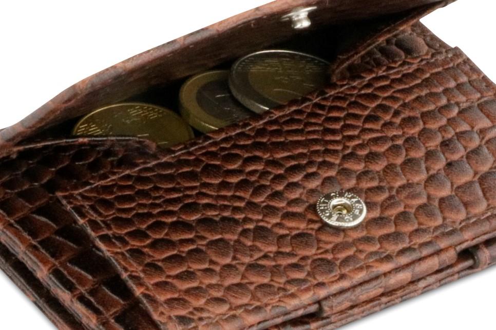 Garzini RFID Leather Magic Coin Wallet Croco-Brown