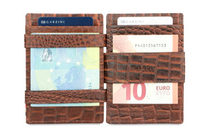 Garzini RFID Leather Magic Coin Wallet Croco-Brown