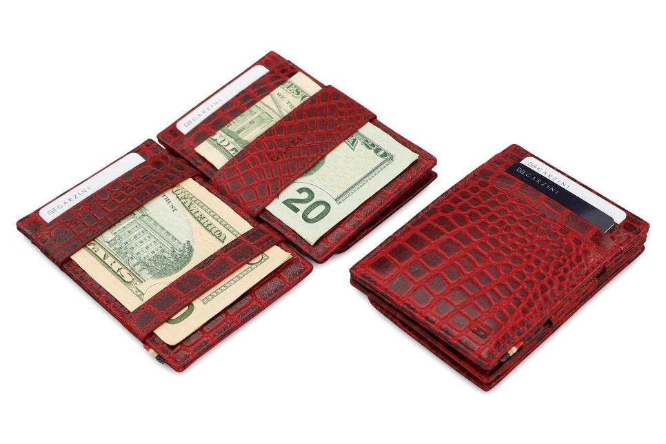 Garzini RFID Leather Magic Coin Wallet Croco-Red