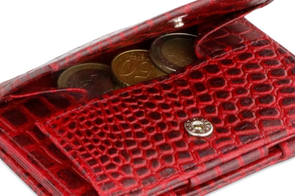 Garzini RFID Leather Magic Coin Wallet Croco-Red