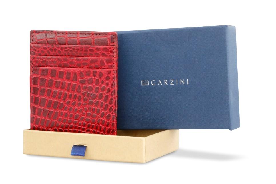 Garzini RFID Leather Magic Coin Wallet Croco-Red