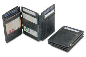 Garzini RFID Leather Magic Coin Wallet Plus Brushed-Black