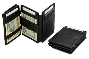 Garzini RFID Leather Magic Coin Wallet Plus Brushed-Black