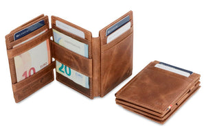 Garzini RFID Leather Magic Coin Wallet Plus Brushed-Brown