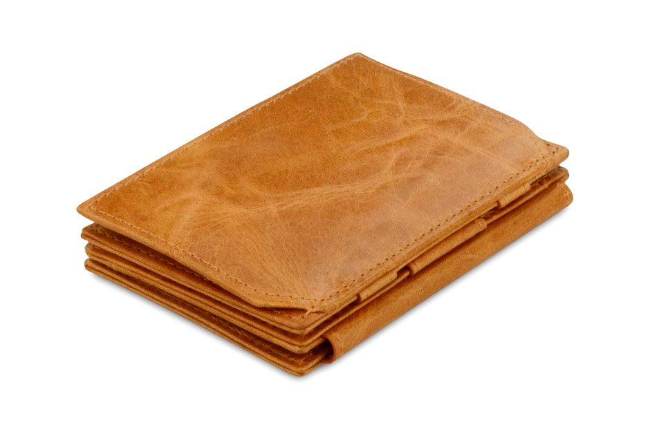 Garzini RFID Leather Magic Coin Wallet Plus Brushed-Cognac