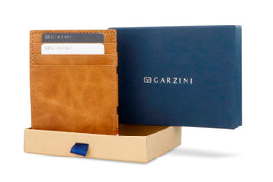 Garzini RFID Leather Magic Coin Wallet Plus Brushed-Cognac