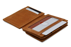 Garzini RFID Leather Magic Coin Wallet Plus Vintage-Cognac