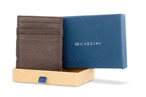 Garzini RFID Leather Magic Coin Wallet Plus Nappa-Brown