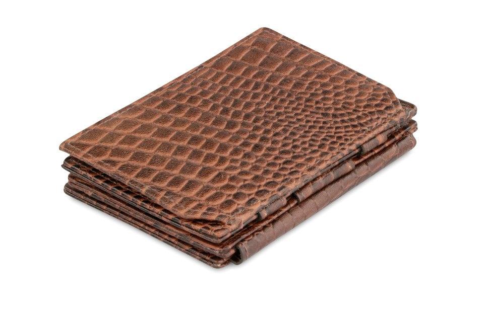 Garzini RFID Leather Magic Coin Wallet Plus Croco-Brown