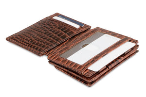 Garzini RFID Leather Magic Coin Wallet Plus Croco-Brown