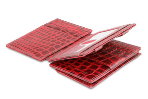 Garzini RFID Leather Magic Coin Wallet Plus Croco-Red