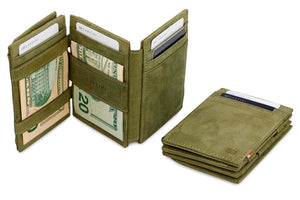 Garzini RFID Leather Magic Coin Wallet Plus Vintage-Green