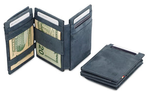 Garzini RFID Leather Magic Coin Wallet Plus Vintage-Blue