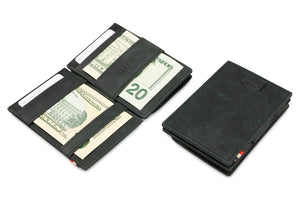 Garzini RFID Leather Magic Coin Wallet Card Sleeve Brushed-Black