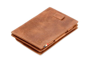 Garzini RFID Leather Magic Coin Wallet Card Sleeve Brushed-Brown