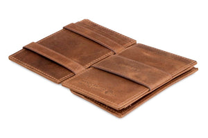 Garzini RFID Leather Magic Coin Wallet Card Sleeve Brushed-Brown