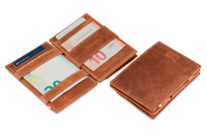 Garzini RFID Leather Magic Coin Wallet Card Sleeve Brushed-Brown