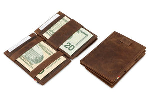 Garzini RFID Leather Magic Coin Wallet Card Sleeve Brushed-Brown