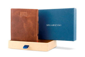 Garzini RFID Leather Magic Coin Wallet Card Sleeve Brushed-Brown