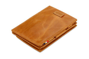 Garzini RFID Leather Magic Coin Wallet Card Sleeve Brushed-Cognac