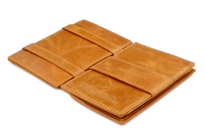 Garzini RFID Leather Magic Coin Wallet Card Sleeve Brushed-Cognac