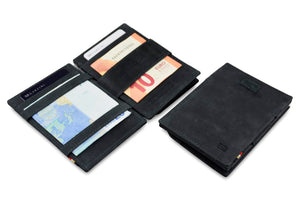 Garzini RFID Leather Magic Coin Wallet Card Sleeve Vintage-Black