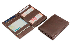 Garzini RFID Leather Magic Coin Wallet Card Sleeve Nappa-Brown